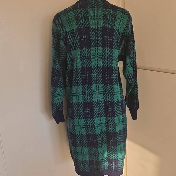 Mervyn's Junior Connection Vintage Blue/Grn Plaid Sweater Dress, EUC, worn once, - Picture 4 of 5